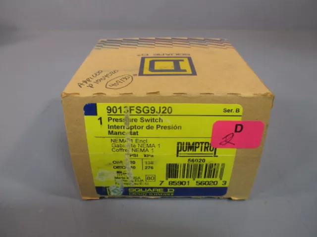 Square D Pressure Switch 9013FSG2J20 2