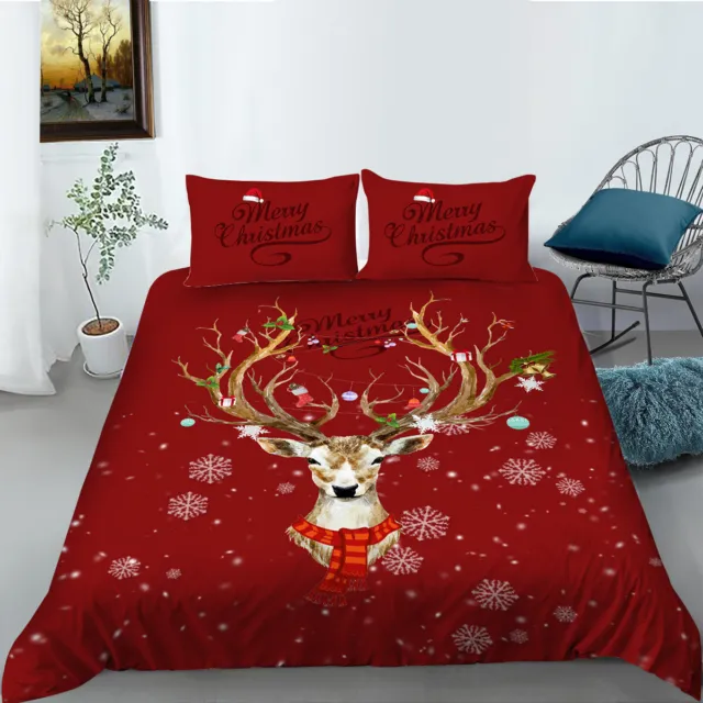 Rot Weihnachten Thematisch Schneeflocke Geweih Home Bettwäsche Bettbezug