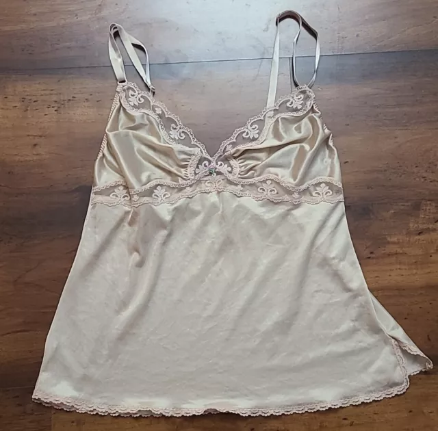 Vintage Maidenform Delectable Camisole Top Size 36 Beige Lace Nylon 65003 ILGWU