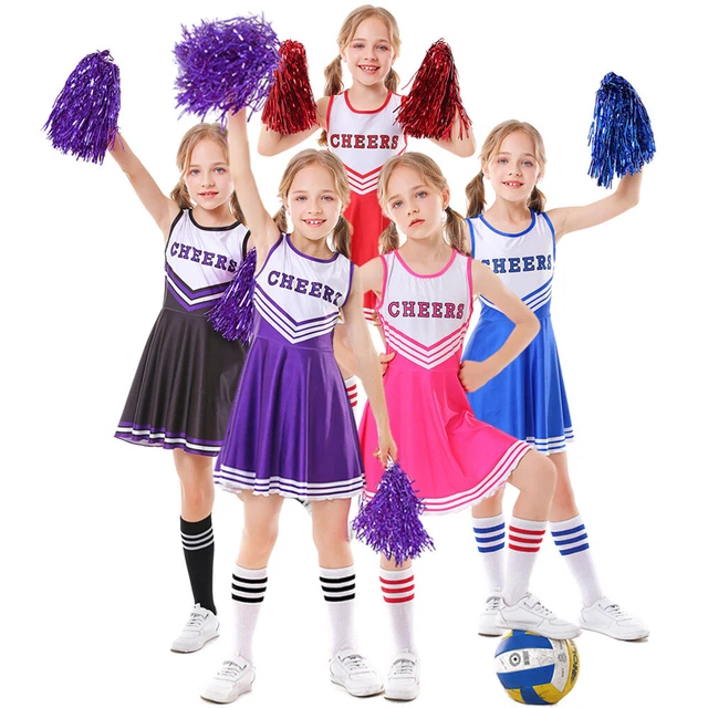 Abito cheerleader senza maniche uniforme spettacolo scolastico cheerleader per bambini