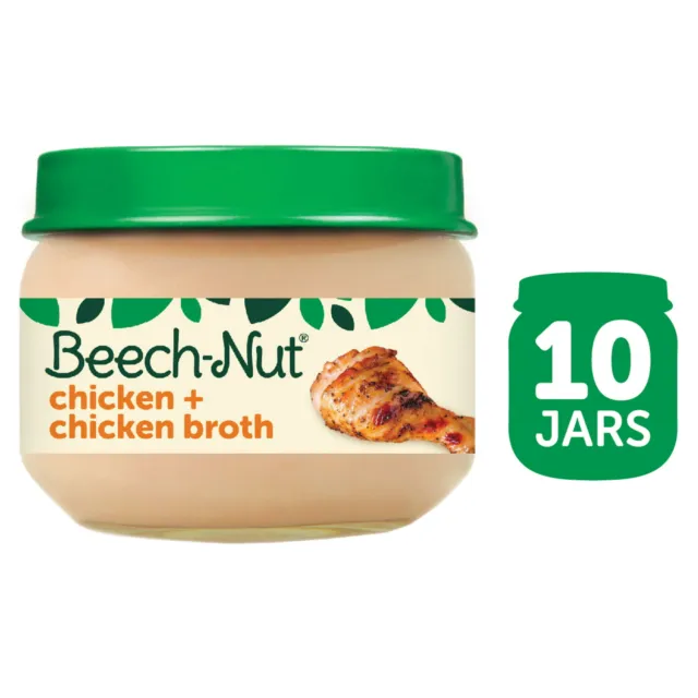 Beech-Nut Stage 1 Baby Food, Chicken & Chicken Broth, 2.5 Oz Jar, 10 Pack USA
