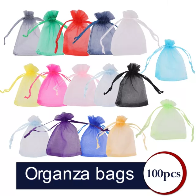 100 X Hochzeit Geschenk Organza Beutel Party Candy Tasche Schmuck Packung