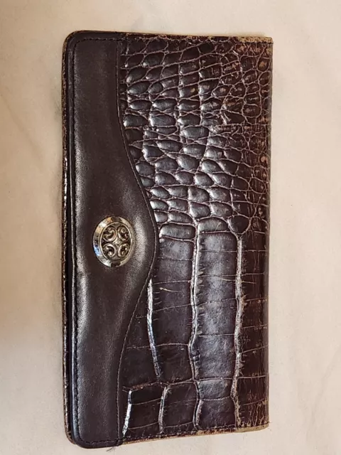 VINTAGE BRIGHTON BROWN croc leather checkbook cover $24.99 - PicClick