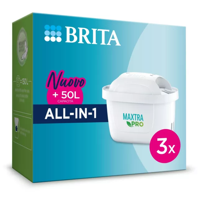 Filtro per Acqua Brita Maxtra Pro All-in-1 (Pack 3) Nuovo Maxtra+ Capacità 150L