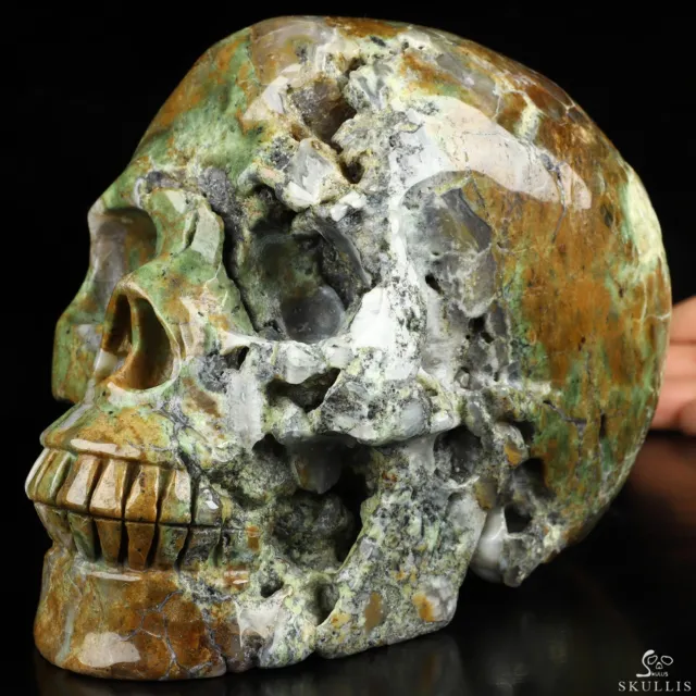 Lifesized 6.9" Green opal Hand Carved Crystal Skull, Realistic, Crystal Healing