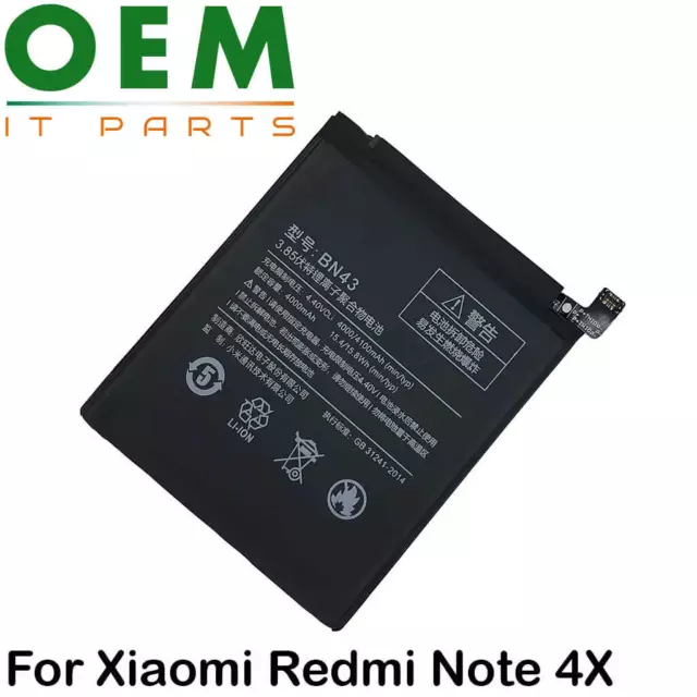 For Xiaomi Redmi Note 4x Battery Internal Replacement MI BN43 4100mAh 3.85V New