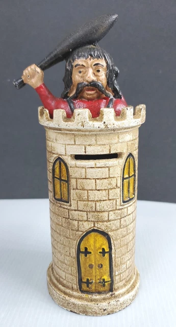 Bracciano Castle Authentic Foundry Iron Mechanical Bank Used Box 26