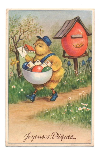 Cartolina Pasqua. Pulcino IN Posizione Umana. Il Fattore