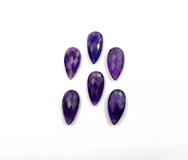 Natural Amethyst Pear Briolette Cut Loose Gemstone Lot 6 Pcs 12 24 MM 68 CT