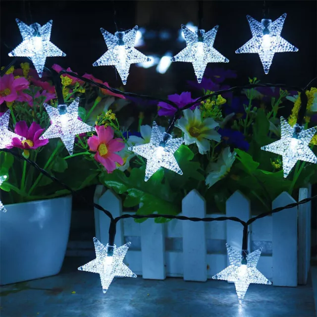 Solar Powered Fairy String LED Lights Waterproof Star Decor Party Garden Outdoor