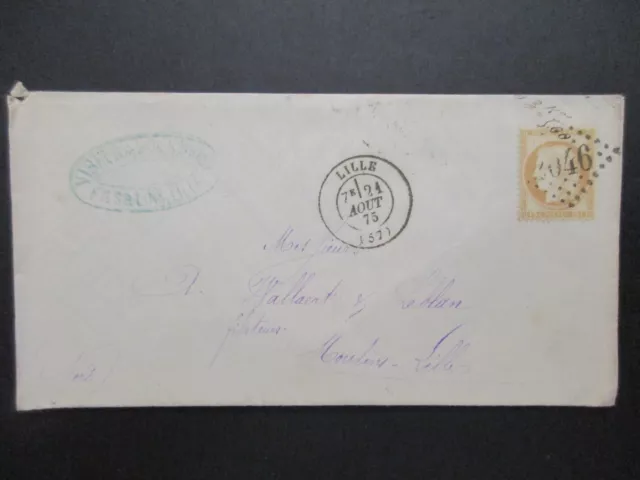 FRANCE lettre de 1875 de LILLE pour MOULINS-LILLE lot GT194 95
