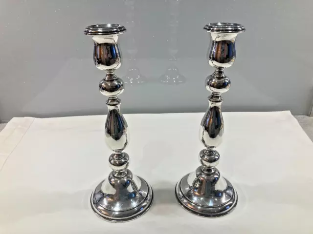 Fine Pair Of Elizabeth Ii Solid Silver Candlesticks B/Ham 1951 Joseph Gloster