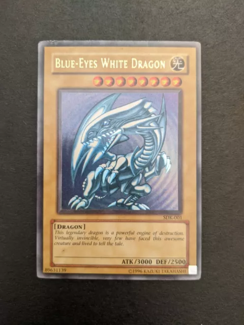 1x Yugioh Blue-Eyes White Dragon SDK-001 Ultra Rare VINTAGE LP Light Play #1