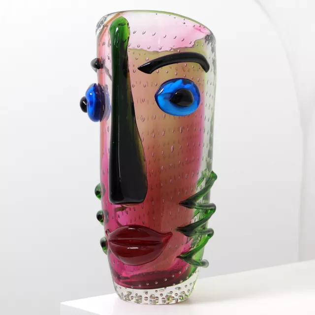 Glasvase im Murano Stil Gesicht Abstrakt Vase aus Glas Kunst