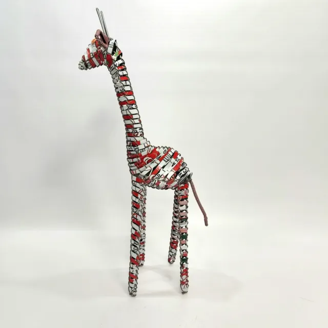 Handcrafted 13"  Cola Giraffe Wire Figure Folk Art Vintage Coke Can Sculpture
