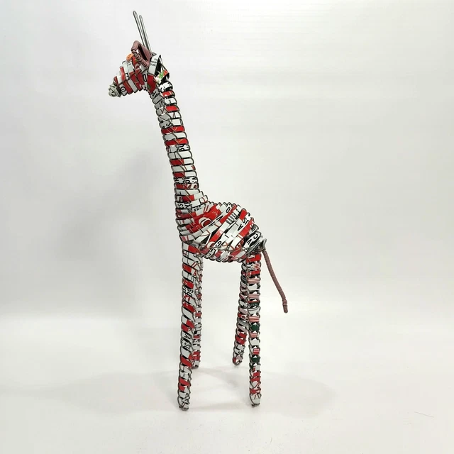 Handcrafted 13"  Cola Giraffe Wire Figure Folk Art Vintage Coke Can Sculpture