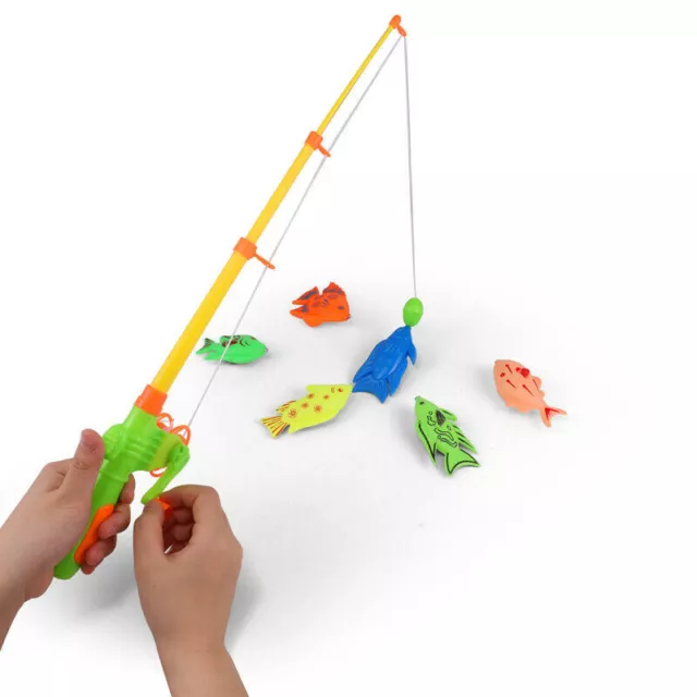 7PCS Rod Fish Set Fishing Toy Kids Bath Time Game Model Magnetic Baby AU  Pole