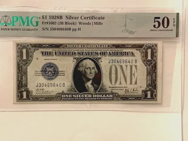 1928 B   $ 1  Silver  Certificate  -  Pmg  -  Epq