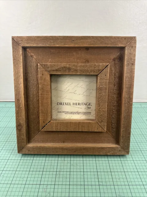 Drexel Heritage Wood & Glass Rustic 4’ X 4" Photo Frame Free Standing Wall Hang