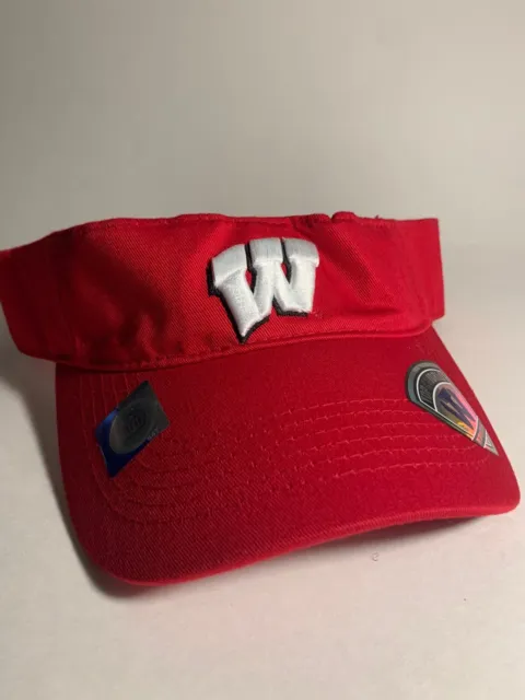 Wisconsin Badgers Red Adjustable Strapback Visor Cap Hat NWT Tennis Golf