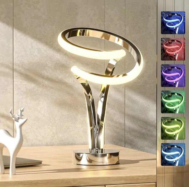 Modern Spiral Rgb Table Lamp Unique 7 Colors 10 Light Modes Led Touch Dimmable C