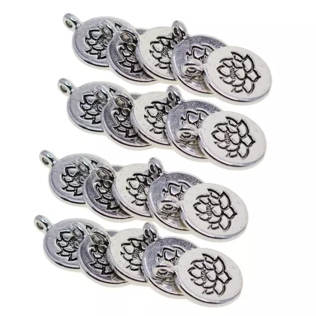 30 Stücke Tibetisches Silber Om Yoga Lotus Blume Charms Anhänger DIY