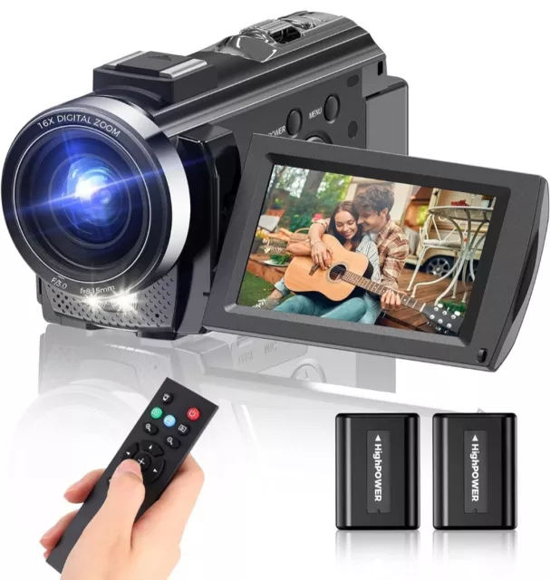 Sunscien Video Camera Camcorder, Full HD 1080P Digital YouTube Vlogging...