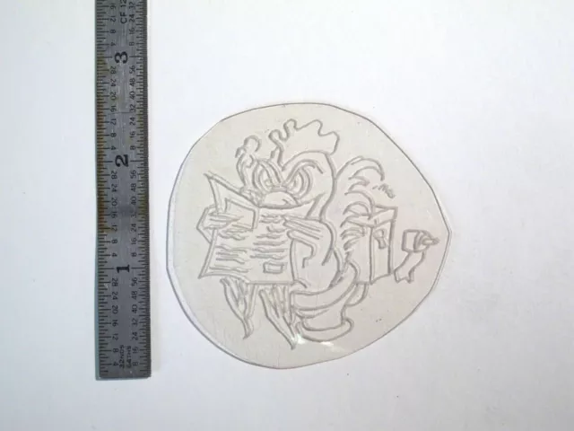 De colección década de 1960 década de 1970 plantilla de acetato de tatuaje gallo pollo en inodoro firmado PC