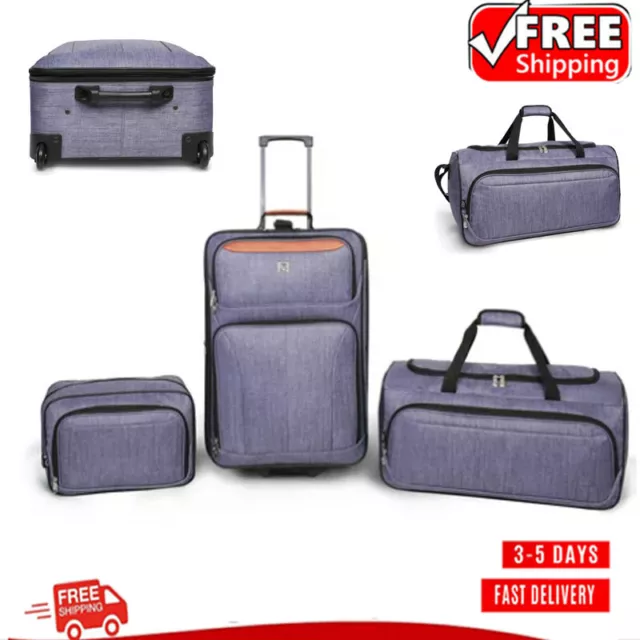 Gray 3pc Travel Softside Luggage Set 24" Check Bag, 22" Duffel, & Boarding Tote
