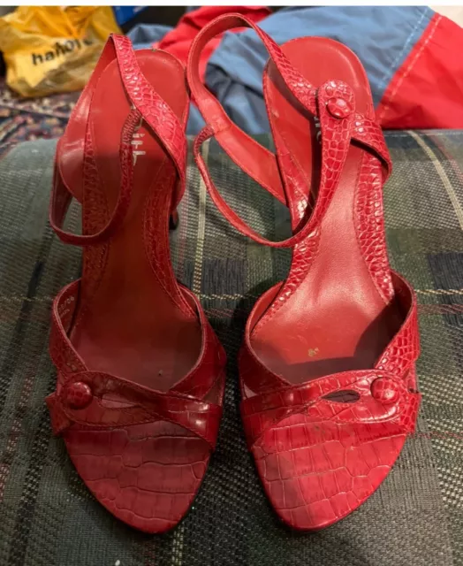 FAITH RED FAUX Croc Leather 4 Stiletto Strappy Sandals 6 39 20.00 PicClick UK