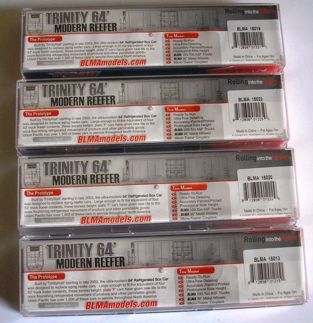 Three Blma BLMA MODELS - N Scale - Trinity 64' Reefer - Union Pacific Armn - Lot ...