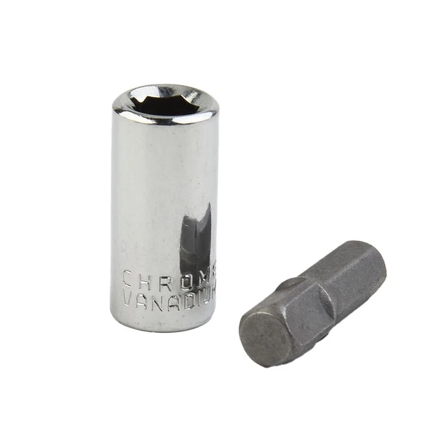 Adaptateur De Prise Hexagonale 1/4" Vers Carré 1/4" - Neuf Chromé - Pour Outils Mécaniques