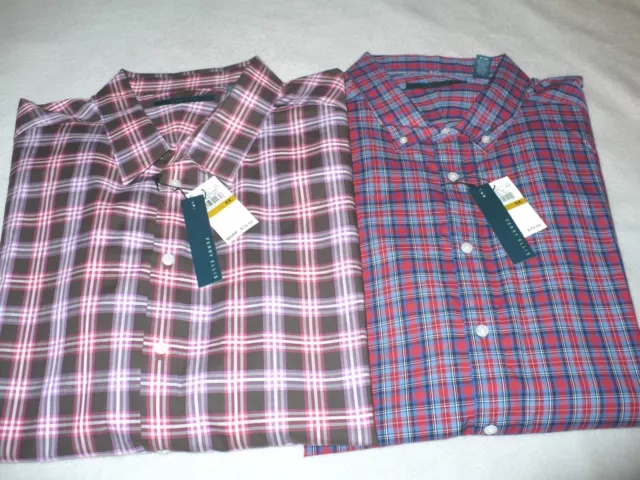 $79 New Nwt Perry Ellis Men's Button Front Shirt Big & Tall Size 2X 2Xb L/S