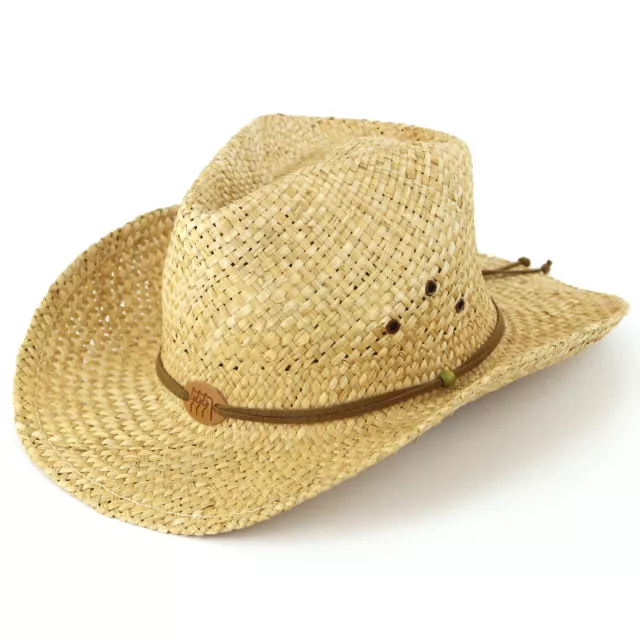 Paja Sombrero de Cowboy Hawkins Sol Gorra Hombre Mujer Banda Tipo Fedora Verano