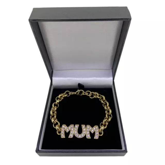 18K Gold GF Mum Belcher Bracelet CZ Gift Mom Mother's Day Gift Filled