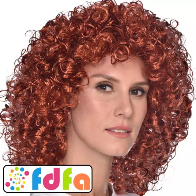 Amscan Curly Brown Perm 1980s 80's Wig Adults Ladies Fancy Dress