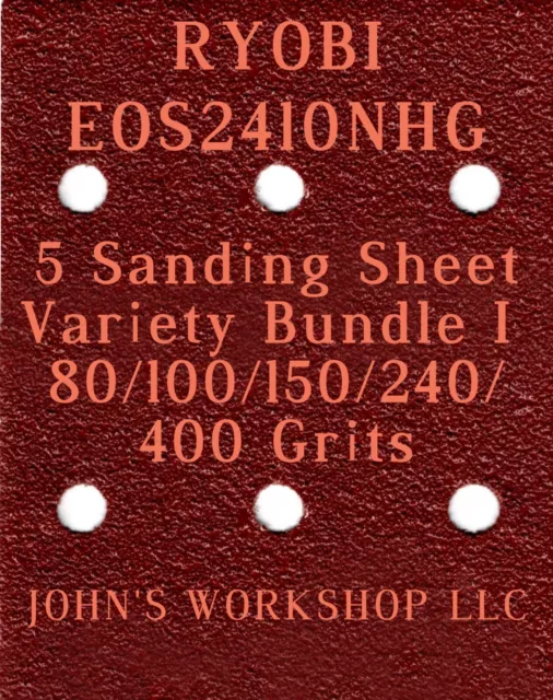 RYOBI EOS2410NHG - 80/100/150/240/400 Grits - 5 Sandpaper Variety Bundle I
