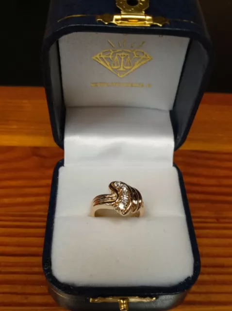 FIVE STONE DIAMOND Swirl Ring In 14K Yellow Gold $475.00 - PicClick