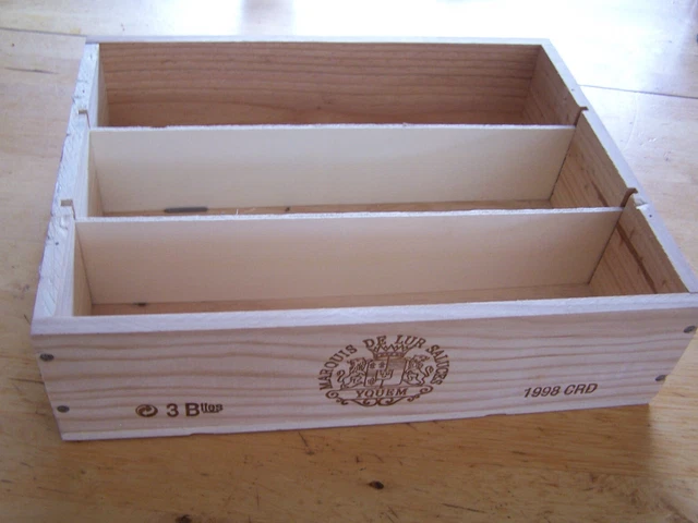 CAISSE VIDE BOIS vin chateau Yquem 1998 3 bouteilles wood wine case cbo