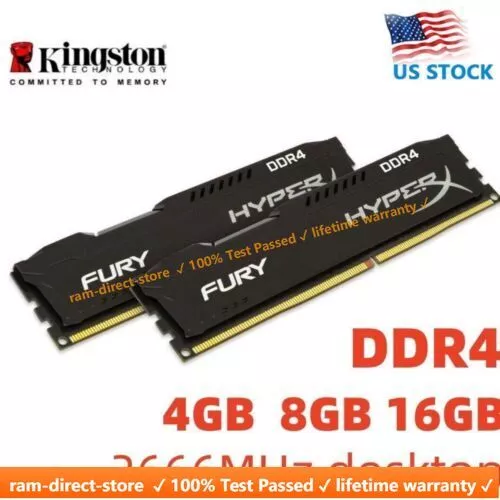 HyperX FURY DDR4 8GB 16GB 32GB 2666MHz PC4-21300 Desktop RAM Memory DIMM 288