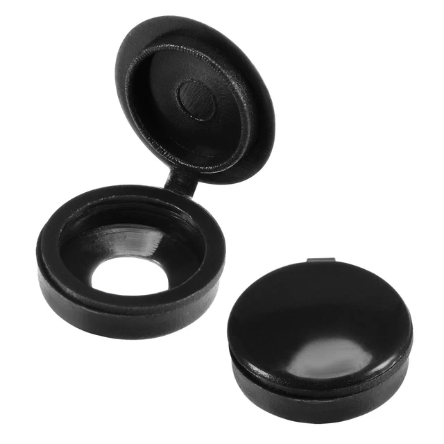 Plástico Bisagras Tornillo Cubierta Tapas 5mm Agujero Plegable, Negro 100pzs