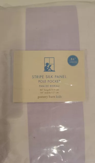 POTTERY BARN KIDS SILK CURTAINS STRIPE PURPLE 84" NEW Set Of 2