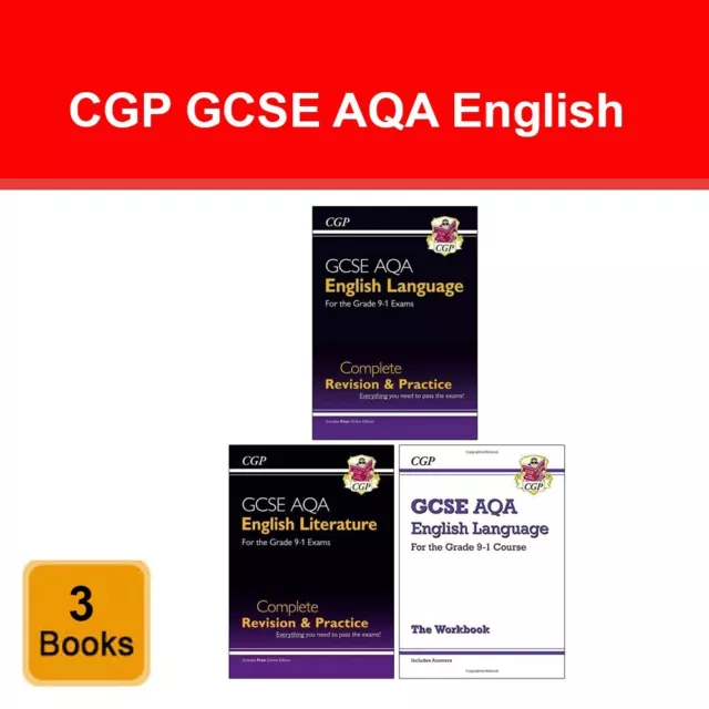 CGP GCSE AQA English Language and Literature 3 Books Collection Set Grade 9-1