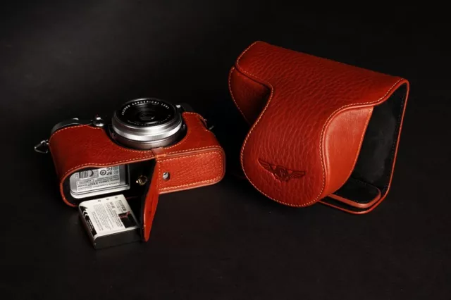 Genuine real Leather Full Camera Case bag Cover for FUJIFILM X100T Bottom Open