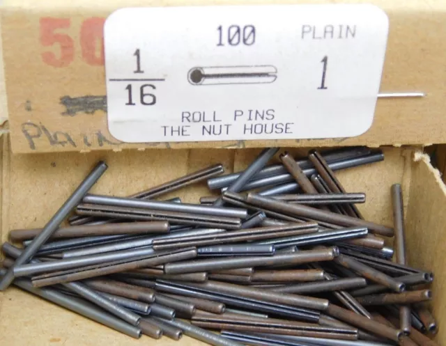 (100 PACK) 1/16" Dia x 1" Length Plain Slotted Roll Spring Pin FREE SHIPPING! NH