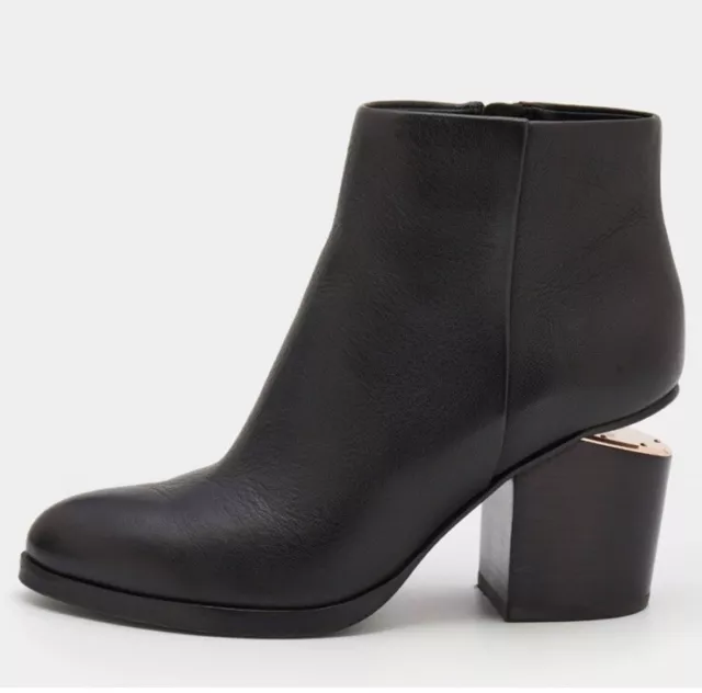 Alexander Wang Gabi Black Leather Cut-out Heel Boots Size 8.5