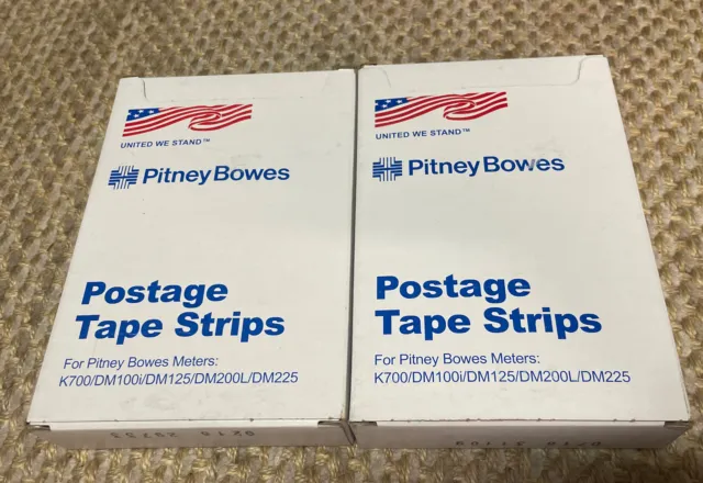 2 Pitney Bowes Postage Tape Strips 300 Tapes 150 Double Sheets New in Box 613-8