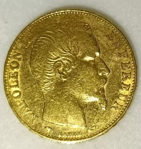 1856-A France 20 Francs Gold Coin of Napoleon III ANACS mint condition undamage