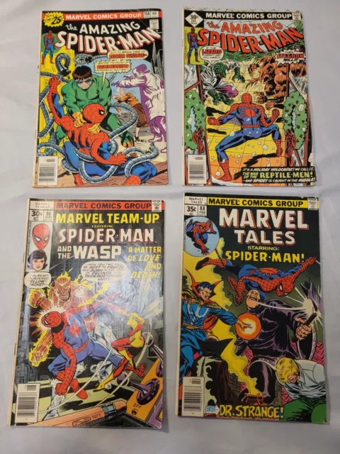 Small Lot Of Spiderman Comics Bronze Age Amazing Marvel Team Up Wasp Tales