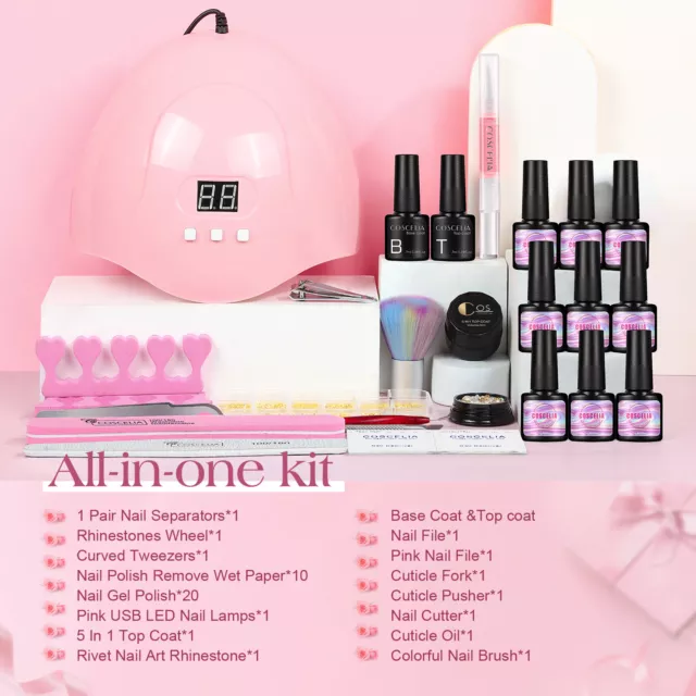 Gel Nail Polish Set With UV Nail Lamp Manicure Starter Set Nail Salon 20 Colours 2